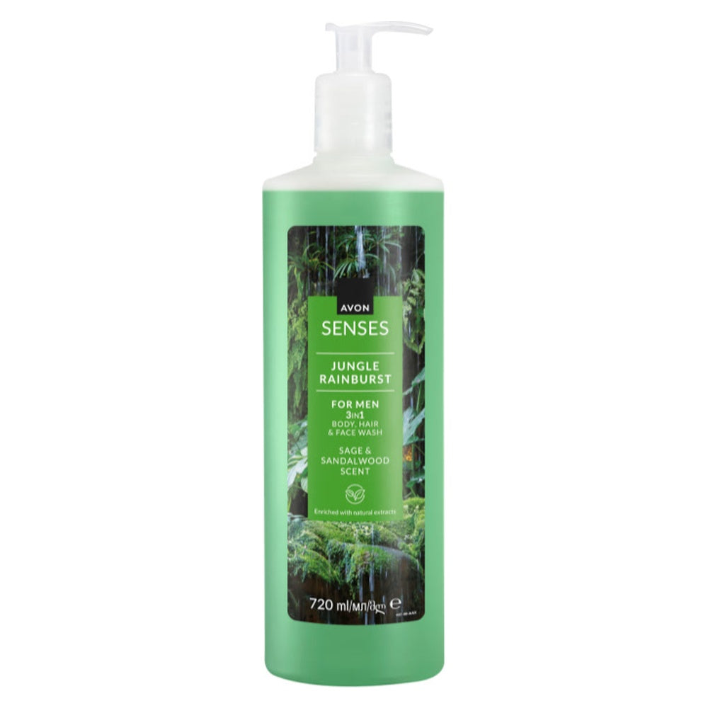 Avon - Gel de duș pentru păr, corp și față Jungle Rainburst pentru El - 