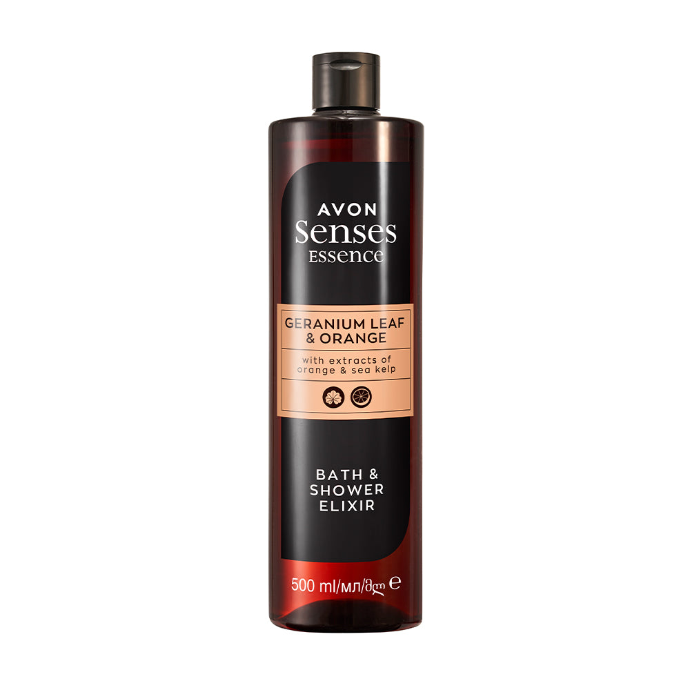 Avon - Gel na sprchování a do koupele Essence s vůní pomeranče a listu pelargonie - 