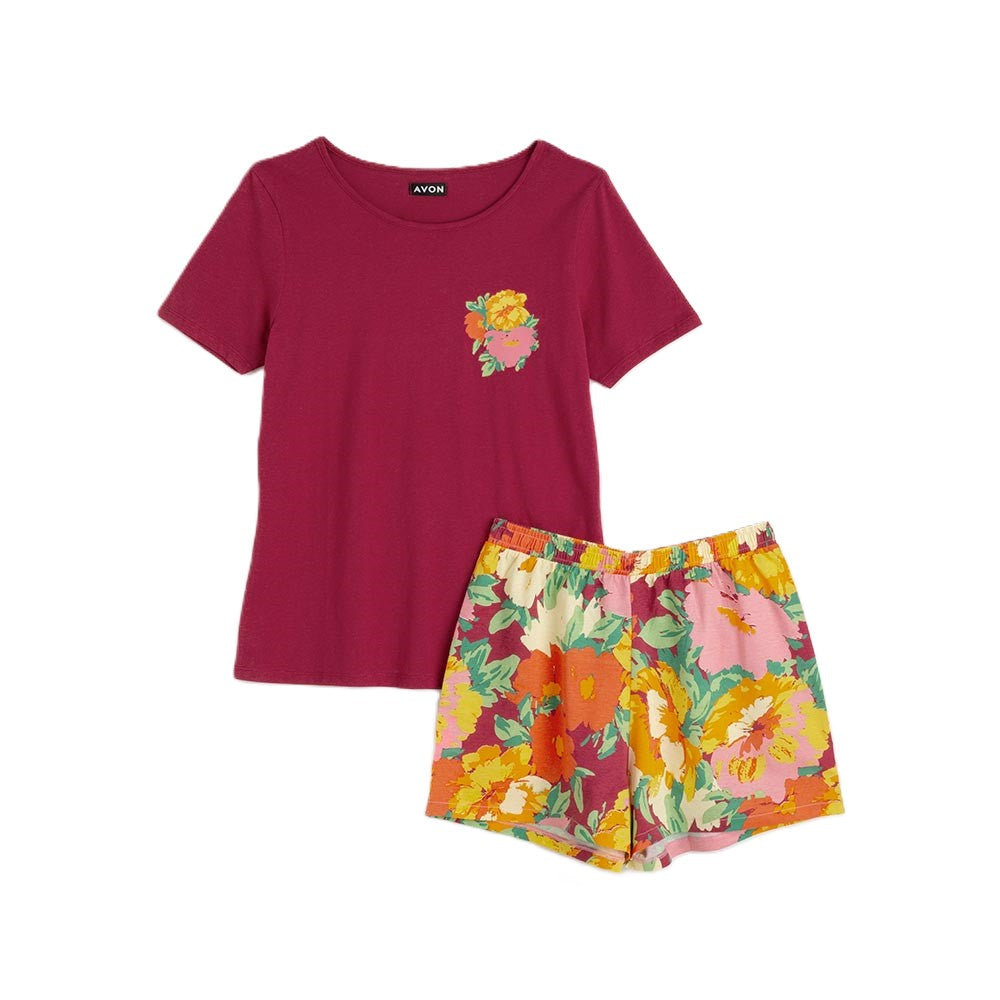 Avon - Shortie-PJs mit bemaltem Blumenmuster - 