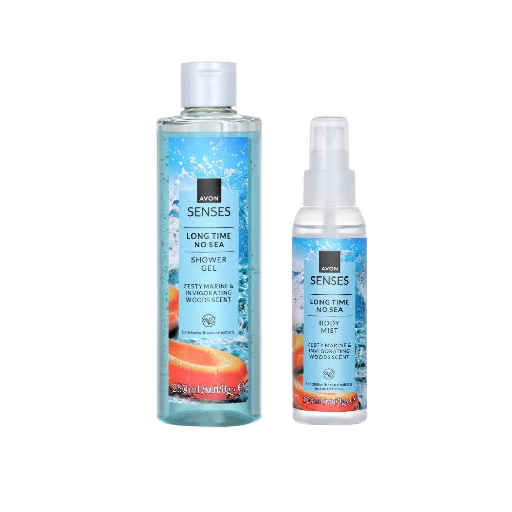 Avon - Avon Senses Long Time No Sea Shower Gel + Body Mist Set - 