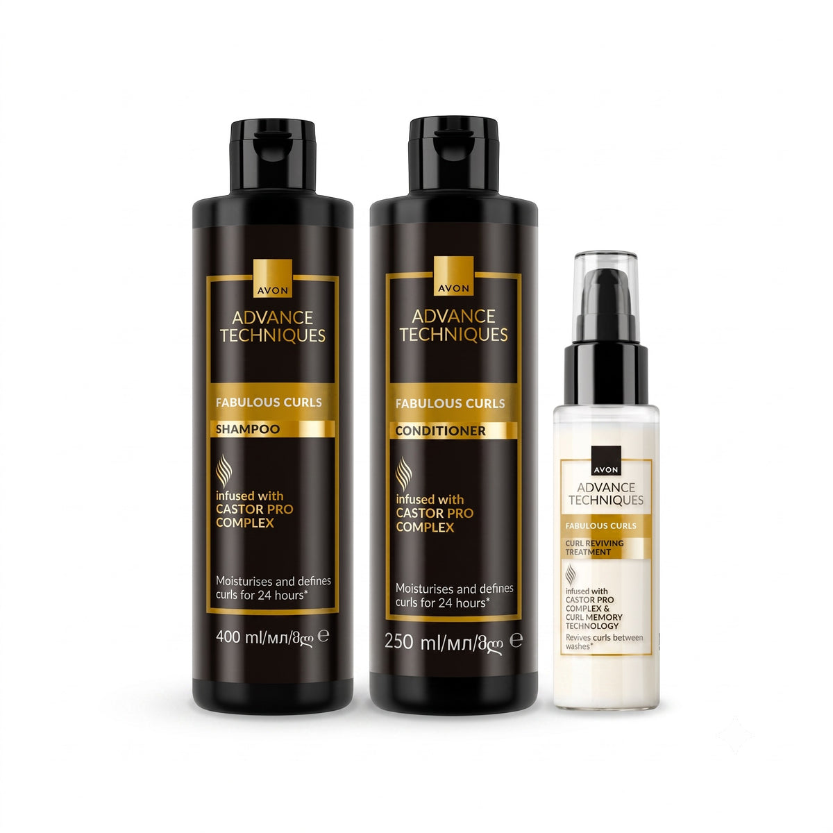 Avon - Advance Techniques Fabulous Curls Treatment + Shampoo + Conditioner Set - 