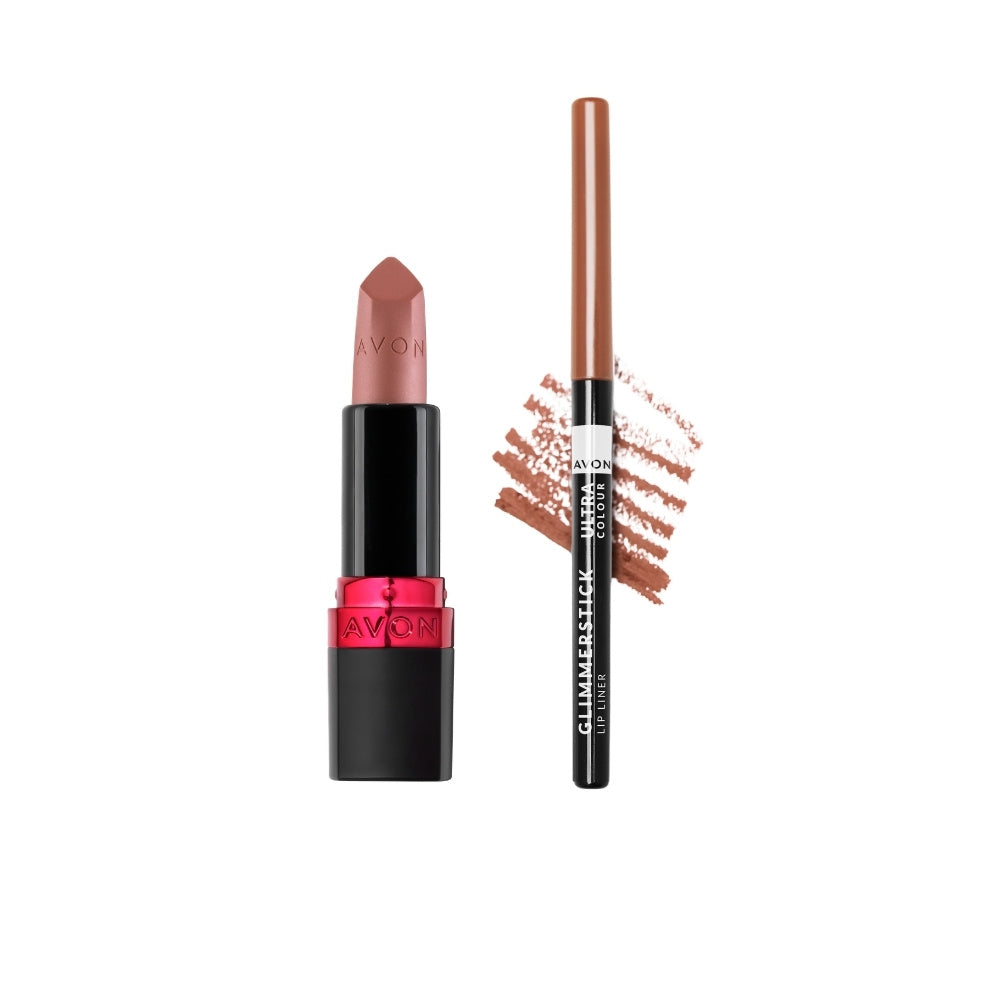Avon - Sada rtěnky Nude Suede a tužky na rty Nude - 