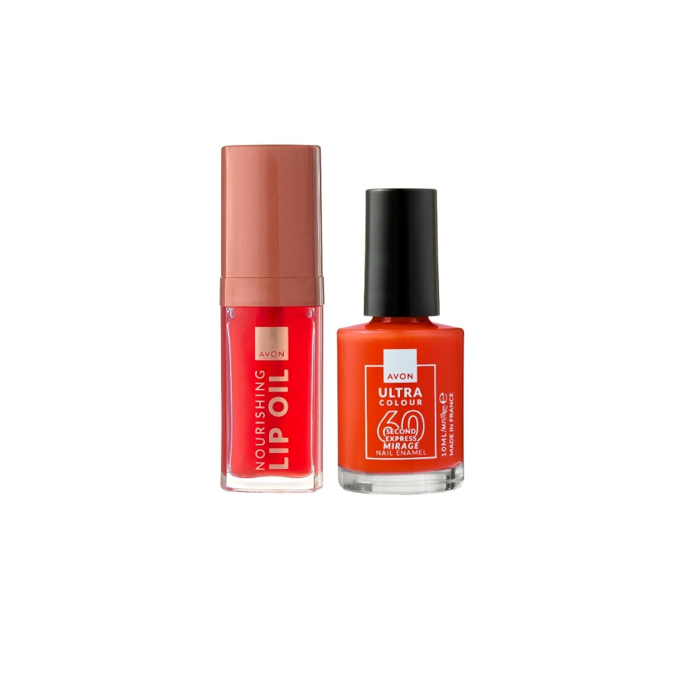 Avon - Sada péče na rty Take a Hint a laku na nehty Red Sunrise - 