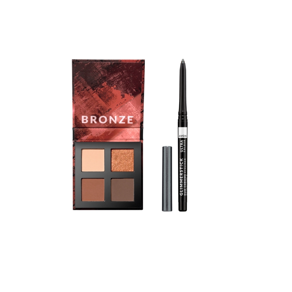 Avon - Sada čtyř očních stínů Bronze + Duo Chrome Bronze Flash - 