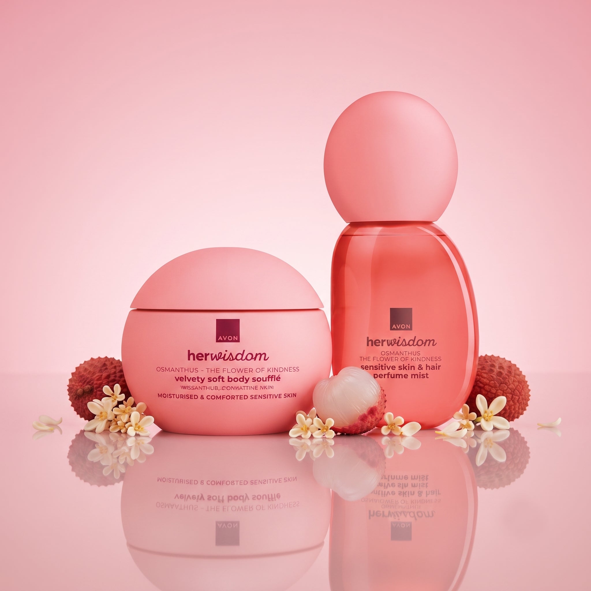Avon - Osmanthus Velvety Soft Body Souffle + Sensitive Skin & Hair Perfume Mist Set - 