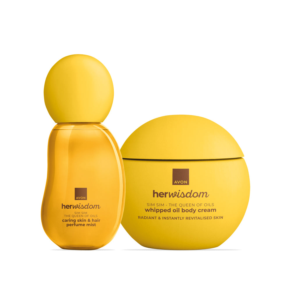 Avon - Sim Sim Whipped Oil Body Cream + Caring Skin & Hair Perfume Mist Set - 