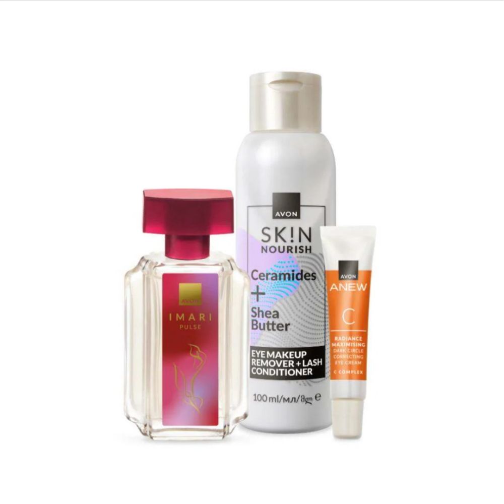 Avon - Imari Pulse Eau de Toilette + Anew Radiance Augencreme + Avon SK!N Augen-Make-up-Entferner Set - 