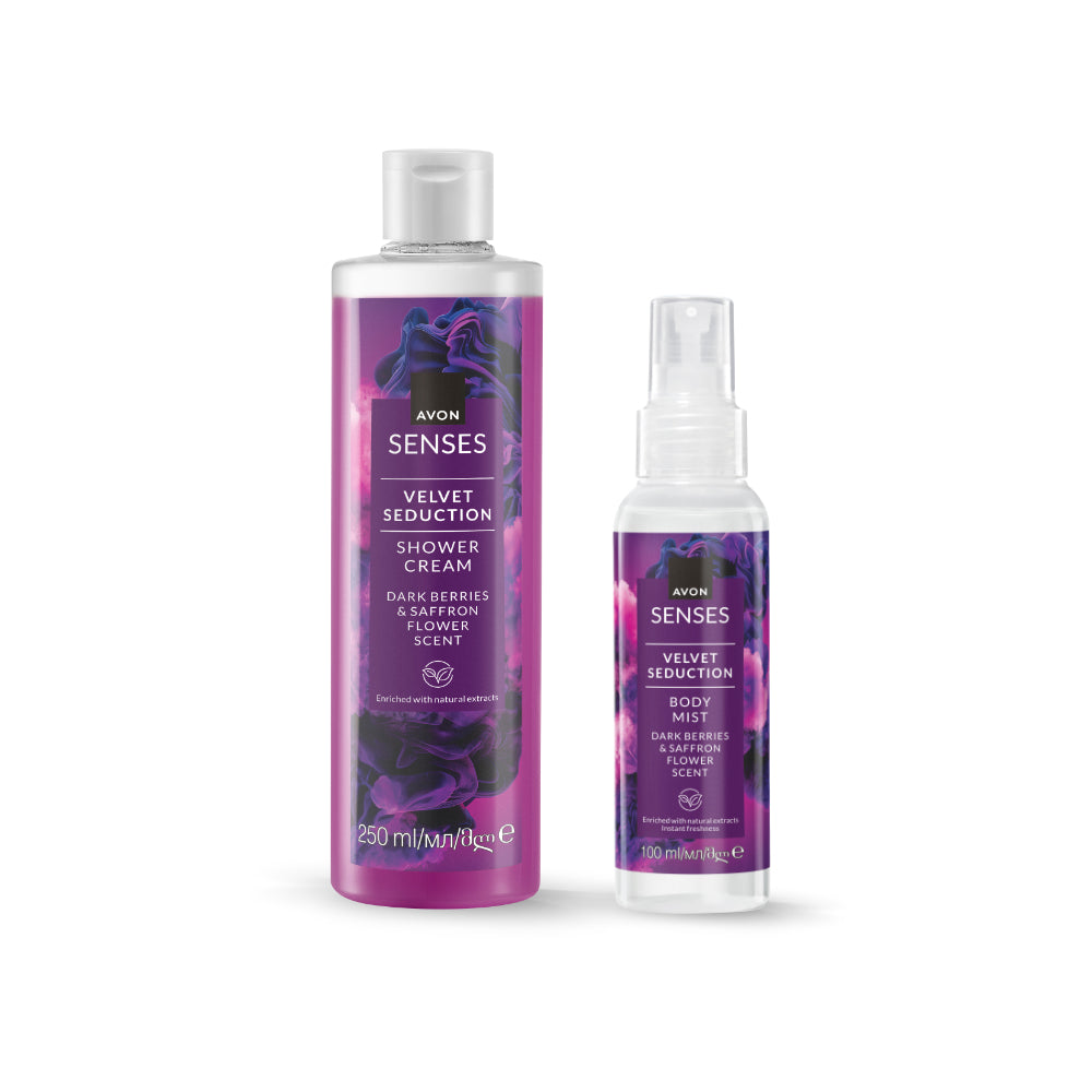 Avon - Senses Velvet Seduction Shower Cream + Senses Velvet Seduction Body Mist Set - 