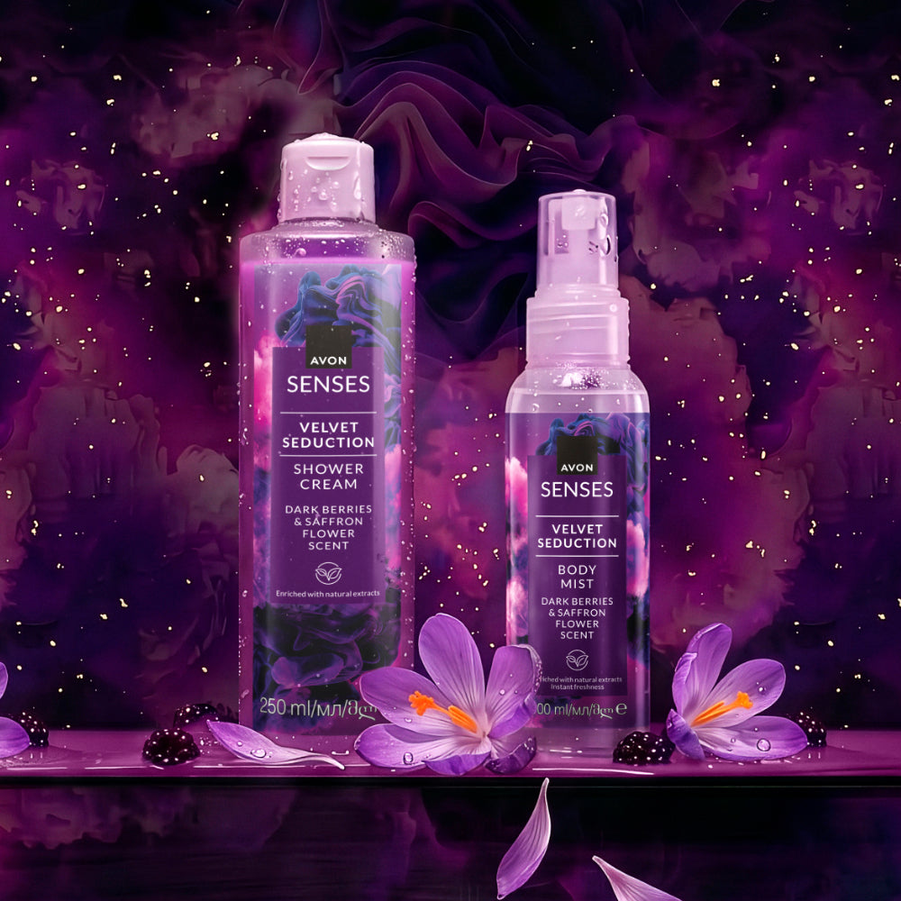 Avon - Senses Velvet Seduction Shower Cream + Senses Velvet Seduction Body Mist Set - 